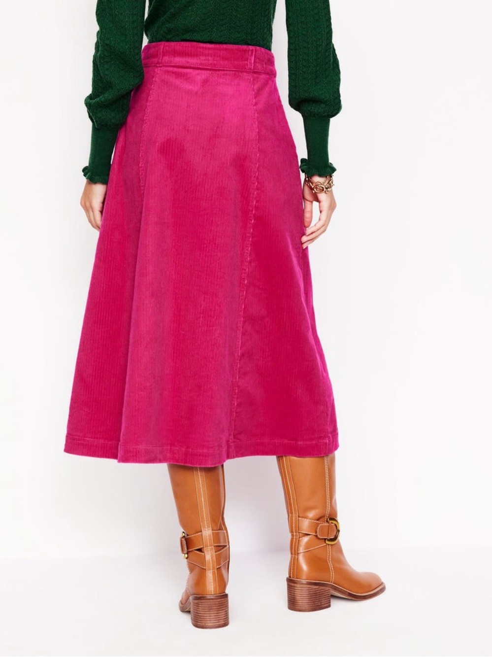 BODEN Petra Cord Midi Skirt-Cherry Jam R0616 - Picture 2 of 9